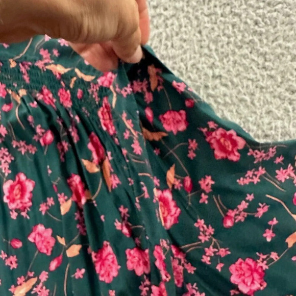 Free People Flower Fields Mini Dress Size Small Emerald Green MSRP $128 Oversize - Picture 9 of 16